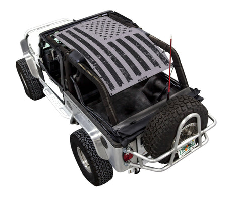SPIDERWEBSHADE Jeep Wrangler LJ Tactical Flag Distressed Grey 2004–2006