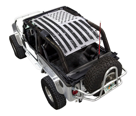 SPIDERWEBSHADE Jeep Wrangler LJ Tactical Flag Distressed White 2004–2006