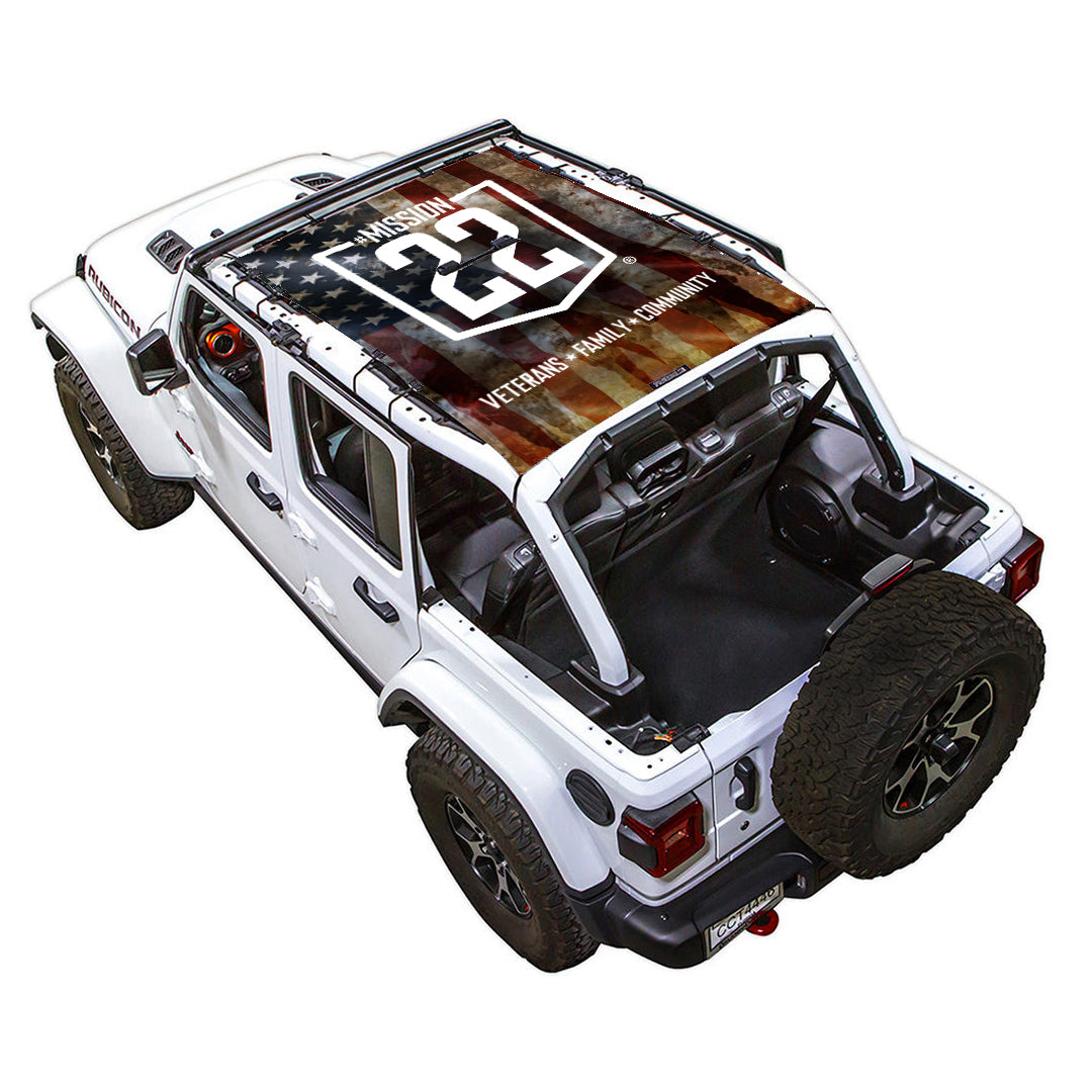 Mission 22 x SPIDERWEBSHADE Jeep Wrangler JLU 4-Door Shade Top (2018-2026)