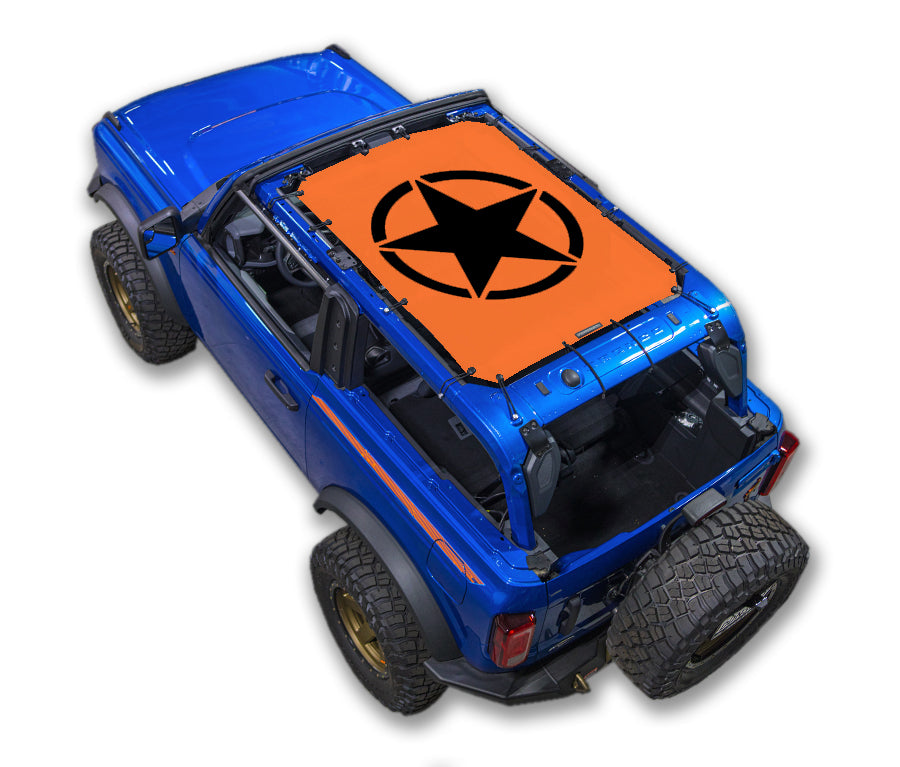 SPIDERWEBSHADE Ford Bronco Oscar Mike mesh sun shade – Solid, 2-Door, Orange
