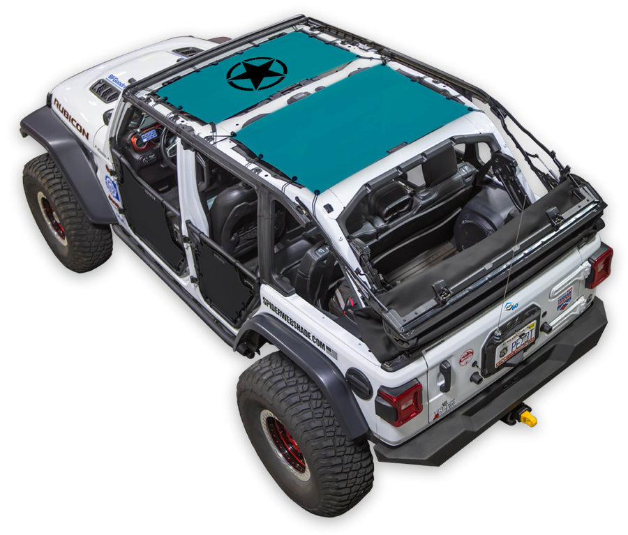 SPIDERWEBSHADE Jeep Wrangler JLU 4-Door Oscar Mike Solid 2-Piece (Front and Rear) Teal