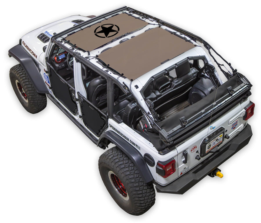 SPIDERWEBSHADE Jeep Wrangler JLU 4-Door Oscar Mike Solid 2-Piece (Front and Rear) Tan