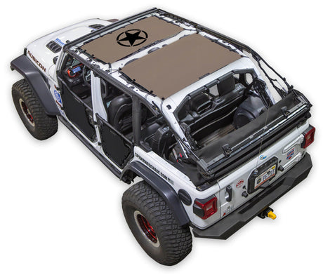SPIDERWEBSHADE Jeep Wrangler JLU 4-Door Oscar Mike Solid 2-Piece (Front and Rear) Tan