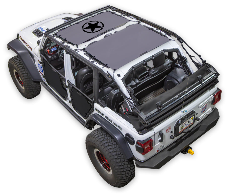 SPIDERWEBSHADE Jeep Wrangler JLU 4-Door Oscar Mike Solid 2-Piece (Front and Rear) Grey