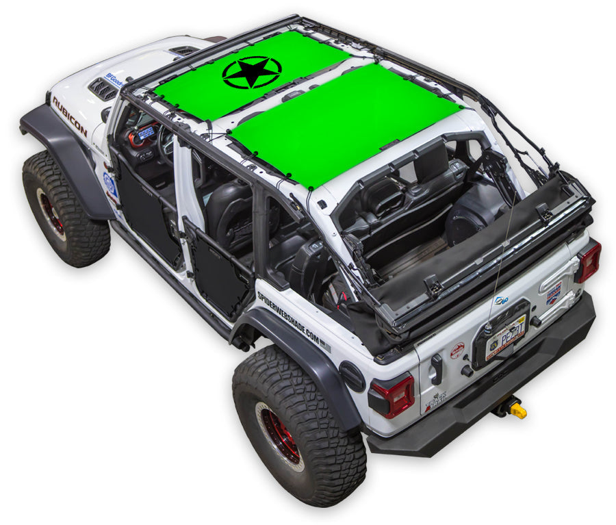 SPIDERWEBSHADE Jeep Wrangler JLU 4-Door Oscar Mike Solid 2-Piece (Front and Rear) Green