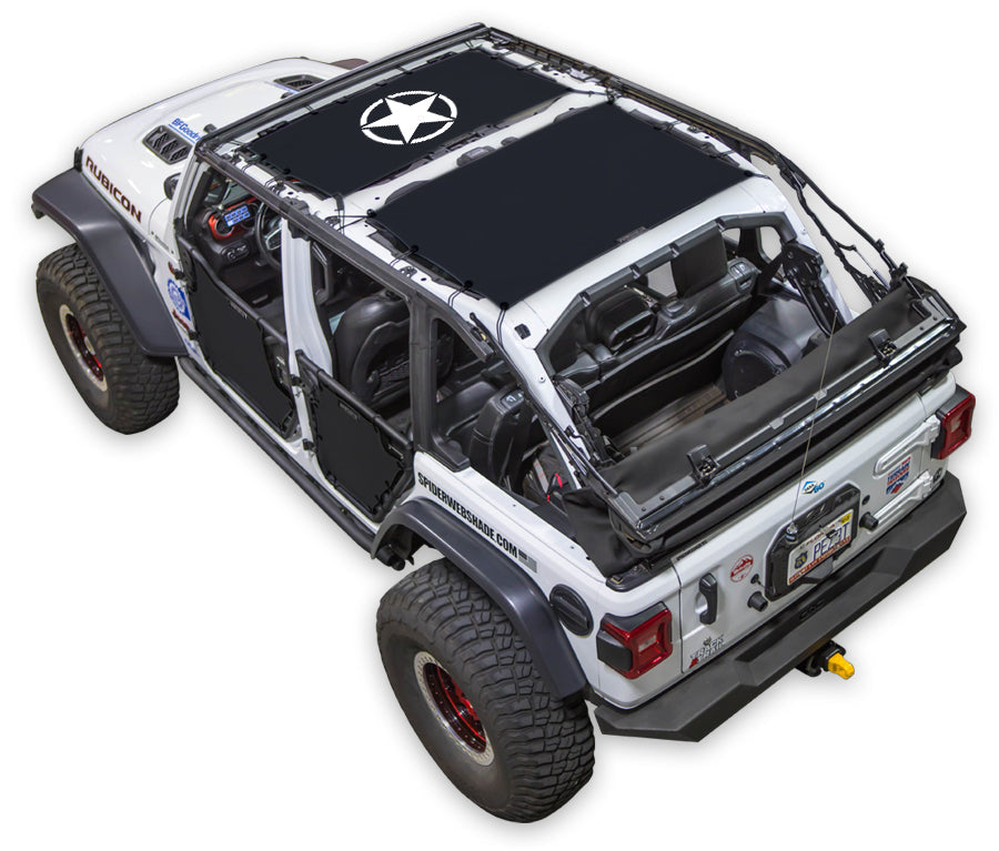 SPIDERWEBSHADE Jeep Wrangler JLU 4-Door Oscar Mike Solid 2-Piece (Front and Rear) Black