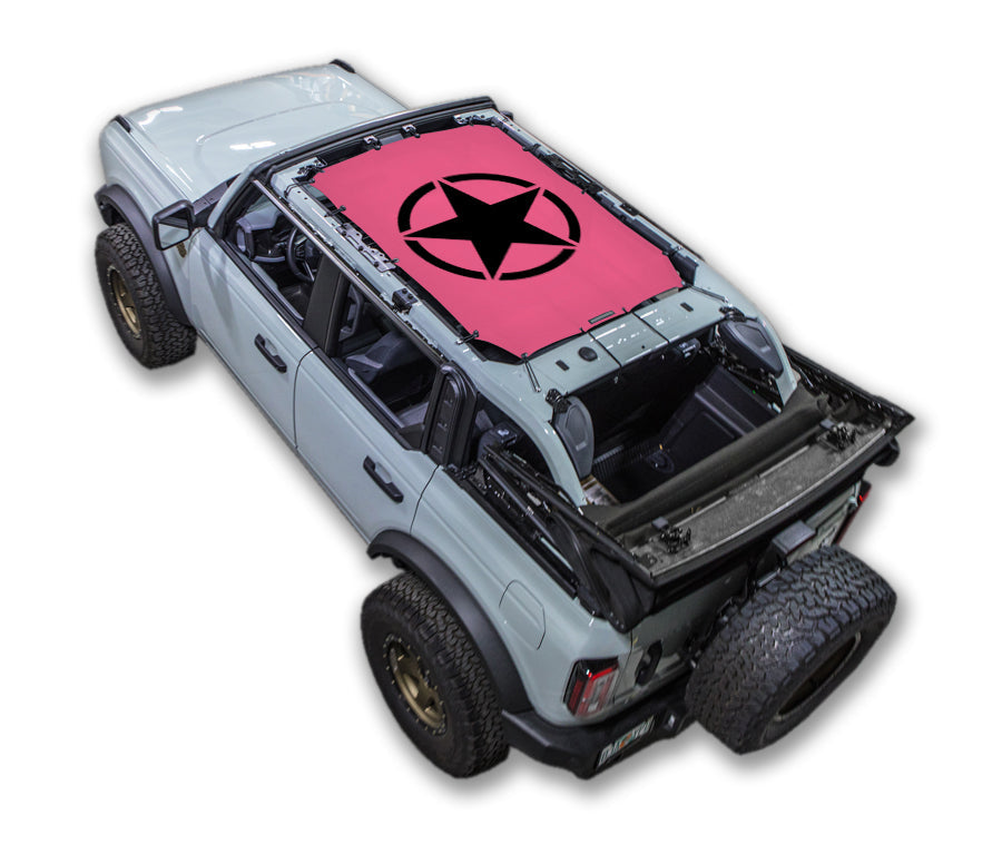 SPIDERWEBSHADE Ford Bronco Oscar Mike mesh sun shade – Solid, 4-Door, Pink