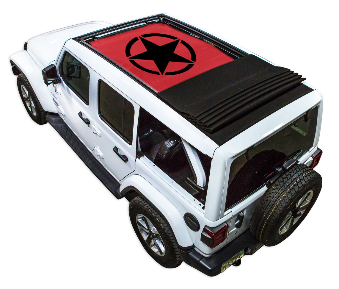 SPIDERWEBSHADE Jeep Wrangler JLU Sky One-Touch Oscar Mike Solid Red 2024–2026