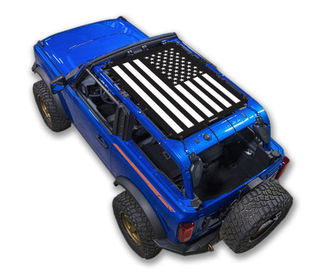 SPIDERWEBSHADE Ford Bronco Tactical Flag mesh sun shade – Solid, 2-Door, Black