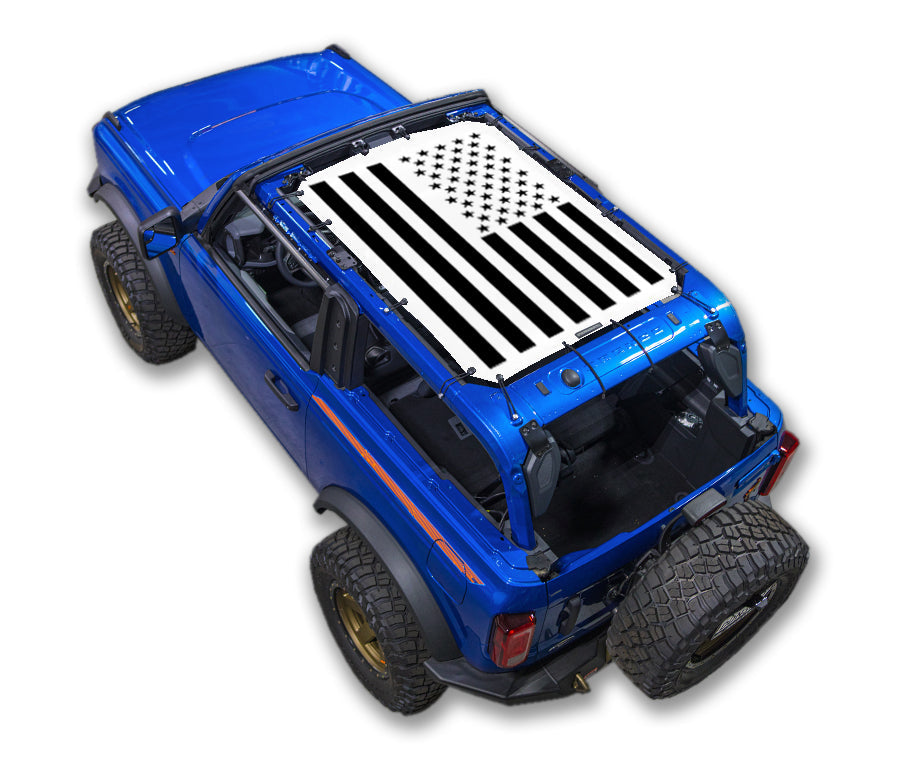 SPIDERWEBSHADE Ford Bronco Tactical Flag mesh sun shade – Solid, 2-Door, White