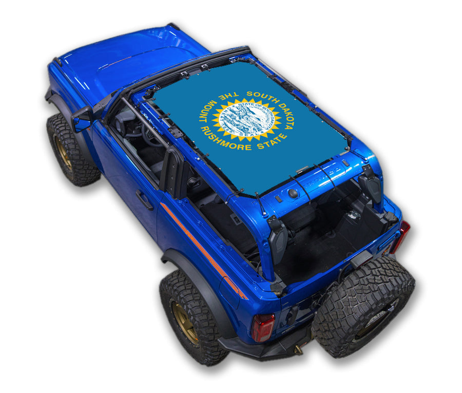 SPIDERWEBSHADE Ford Bronco South Dakota State Flag mesh sun shade – 2-Door