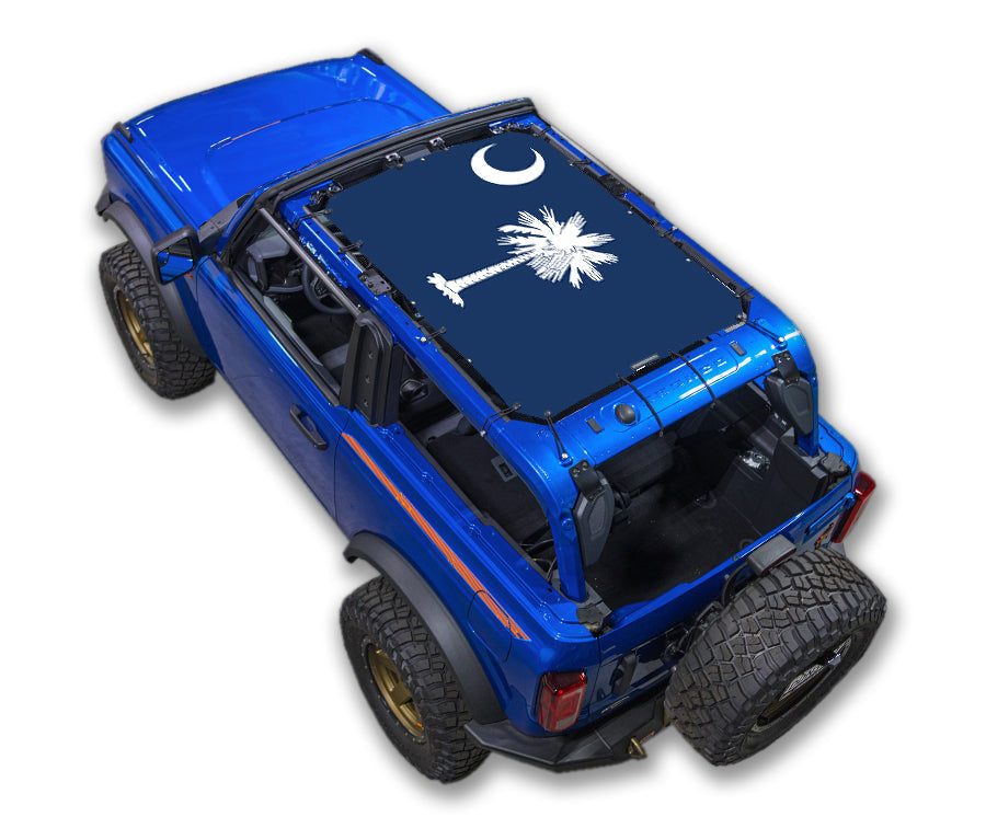 SPIDERWEBSHADE Ford Bronco South Carolina State Flag mesh sun shade – 2-Door
