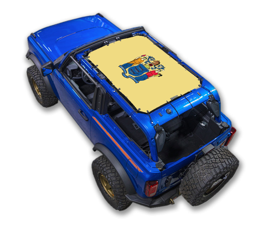 SPIDERWEBSHADE Ford Bronco New Jersey State Flag mesh sun shade – 2-Door