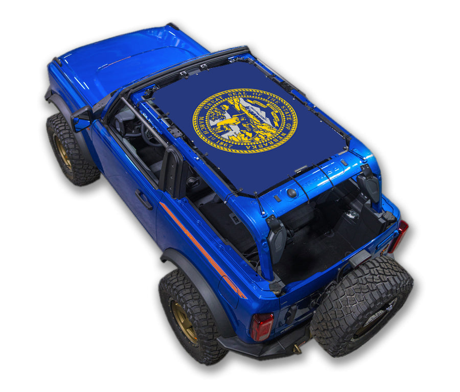 SPIDERWEBSHADE Ford Bronco Nevada State Flag mesh sun shade – 2-Door