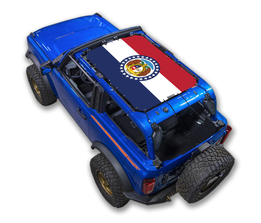 SPIDERWEBSHADE Ford Bronco Missouri State Flag mesh sun shade – 2-Door