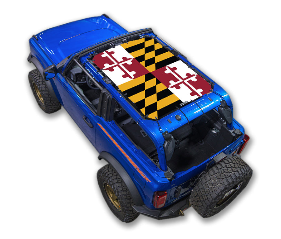 SPIDERWEBSHADE Ford Bronco Maryland State Flag mesh sun shade – 2-Door