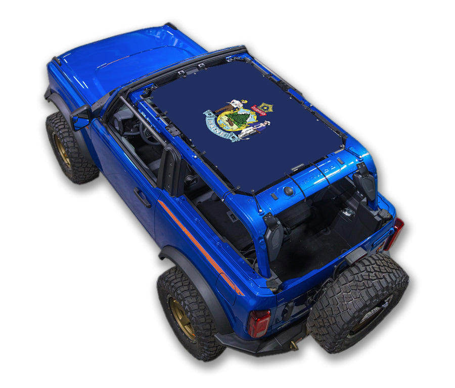 SPIDERWEBSHADE Ford Bronco Maine State Flag mesh sun shade – 2-Door