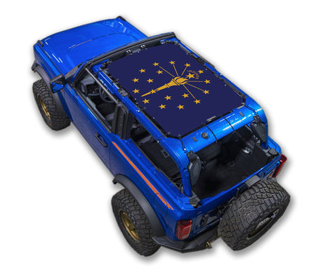 SPIDERWEBSHADE Ford Bronco Indiana State Flag mesh sun shade – 2-Door