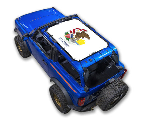 SPIDERWEBSHADE Ford Bronco Illinois State Flag mesh sun shade – 2-Door