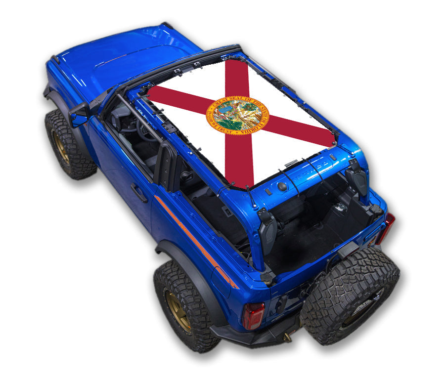 SPIDERWEBSHADE Ford Bronco Florida State Flag mesh sun shade – 2-Door