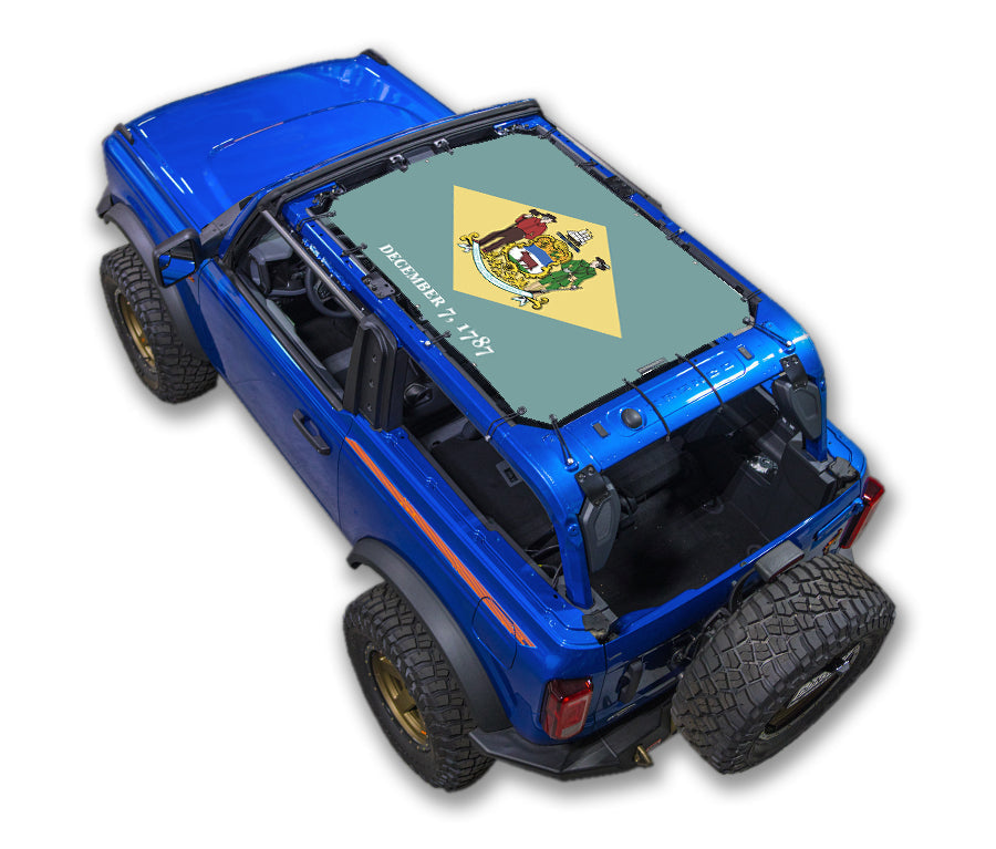 SPIDERWEBSHADE Ford Bronco Delaware State Flag mesh sun shade – 2-Door