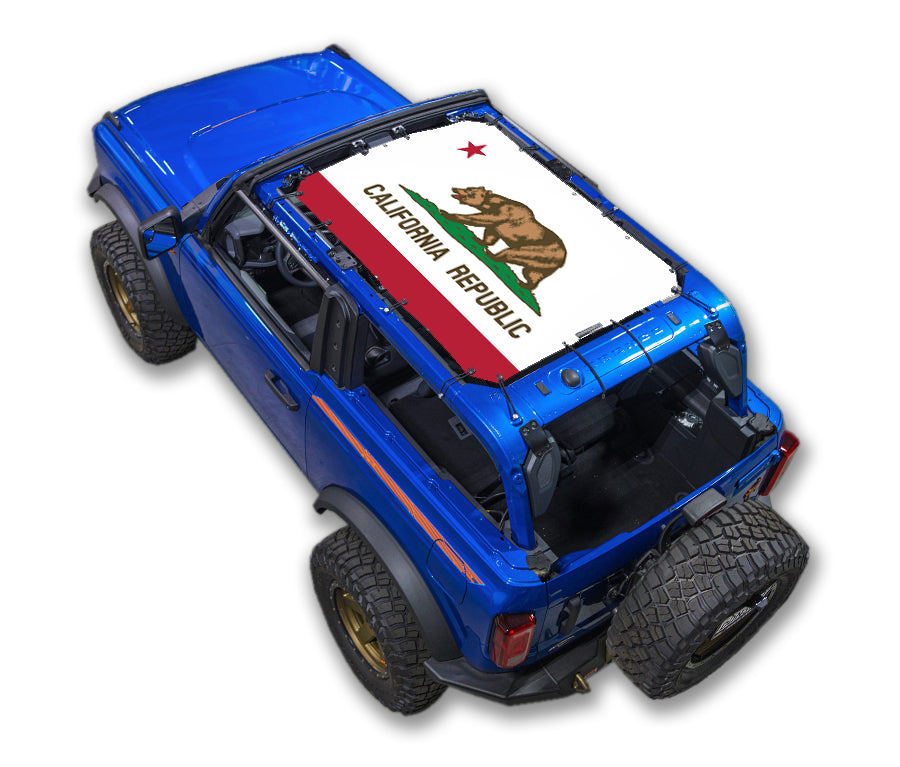 SPIDERWEBSHADE Ford Bronco California State Flag mesh sun shade – 2-Door