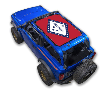 SPIDERWEBSHADE Ford Bronco Arkansas State Flag mesh sun shade – 2-Door