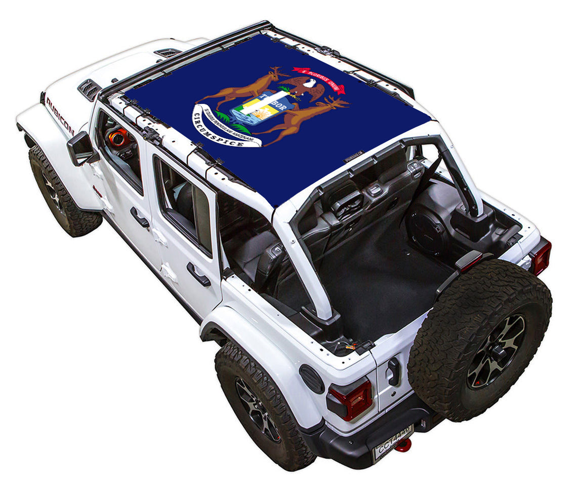 Michigan State Flag Full-Shade – SPIDERWEBSHADE JLU 4-Door sun shade