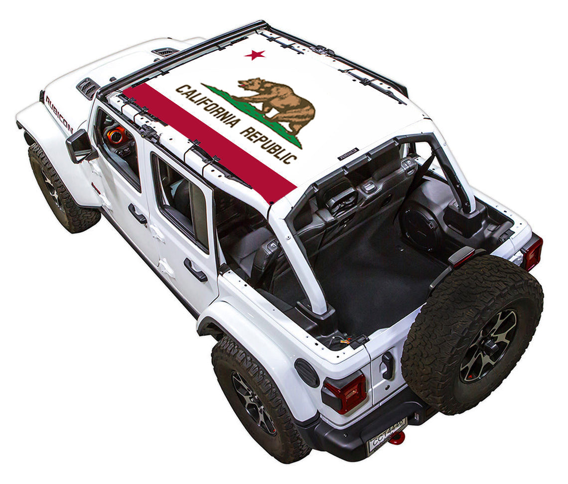 SPIDERWEBSHADE Jeep Wrangler JLU 4-Door State Flag Full-Shade (Front-to-Rear) California