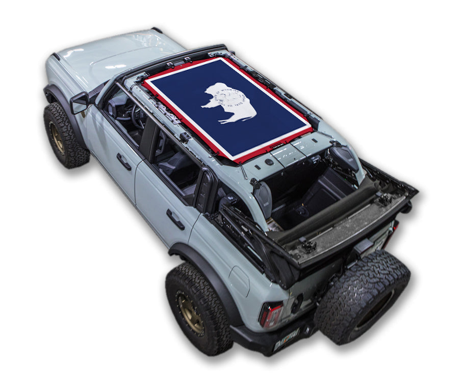 SPIDERWEBSHADE Ford Bronco Wyoming State Flag mesh sun shade – 4-Door