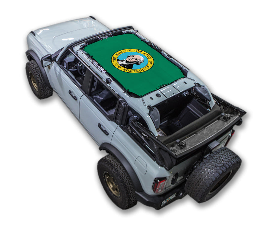 SPIDERWEBSHADE Ford Bronco Washington State Flag mesh sun shade – 4-Door