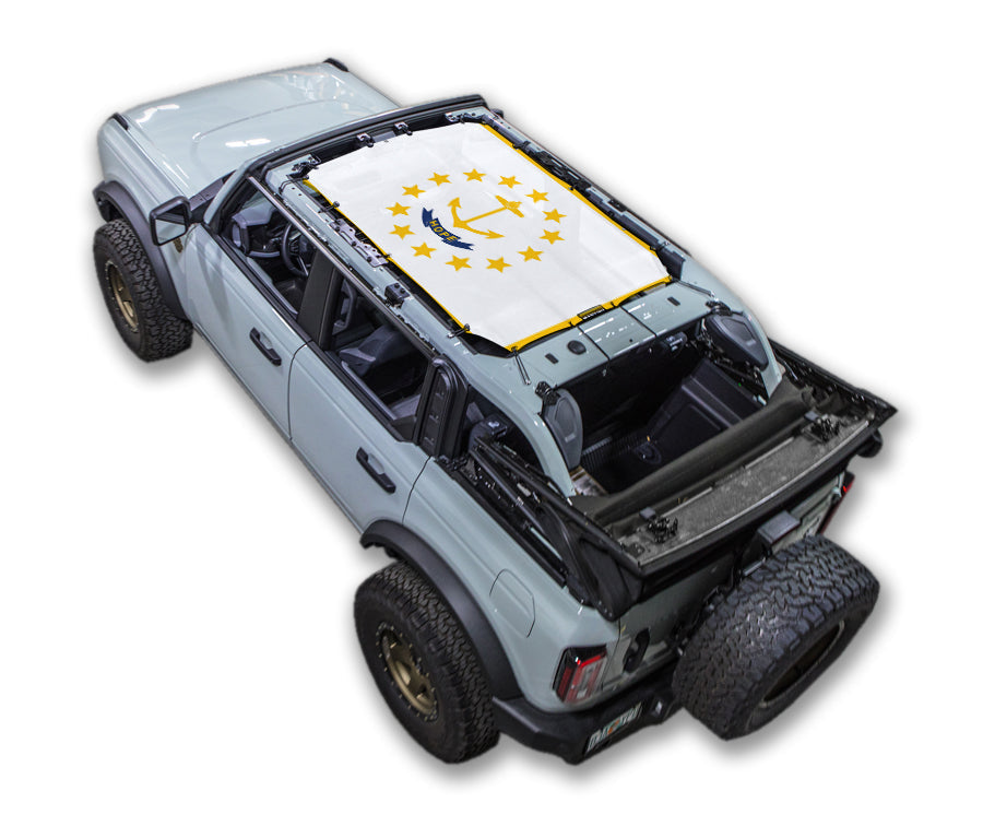 SPIDERWEBSHADE Ford Bronco Rhode Island State Flag mesh sun shade – 4-Door