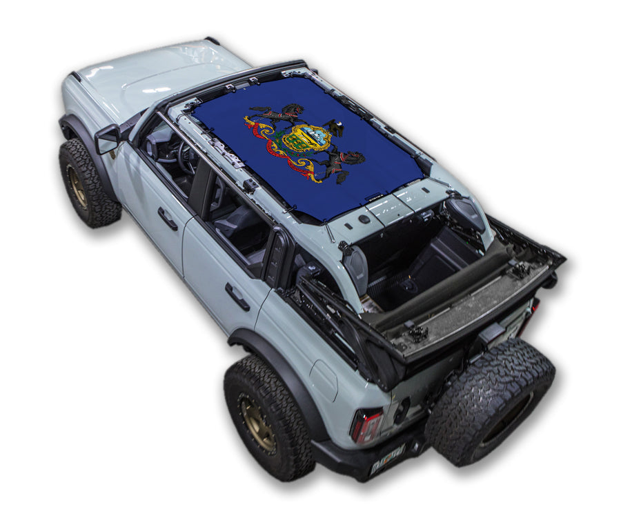 SPIDERWEBSHADE Ford Bronco Pennsylvania State Flag mesh sun shade – 4-Door