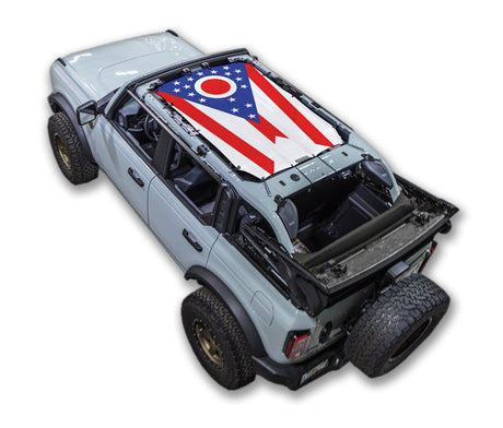 SPIDERWEBSHADE Ford Bronco Ohio State Flag mesh sun shade – 4-Door