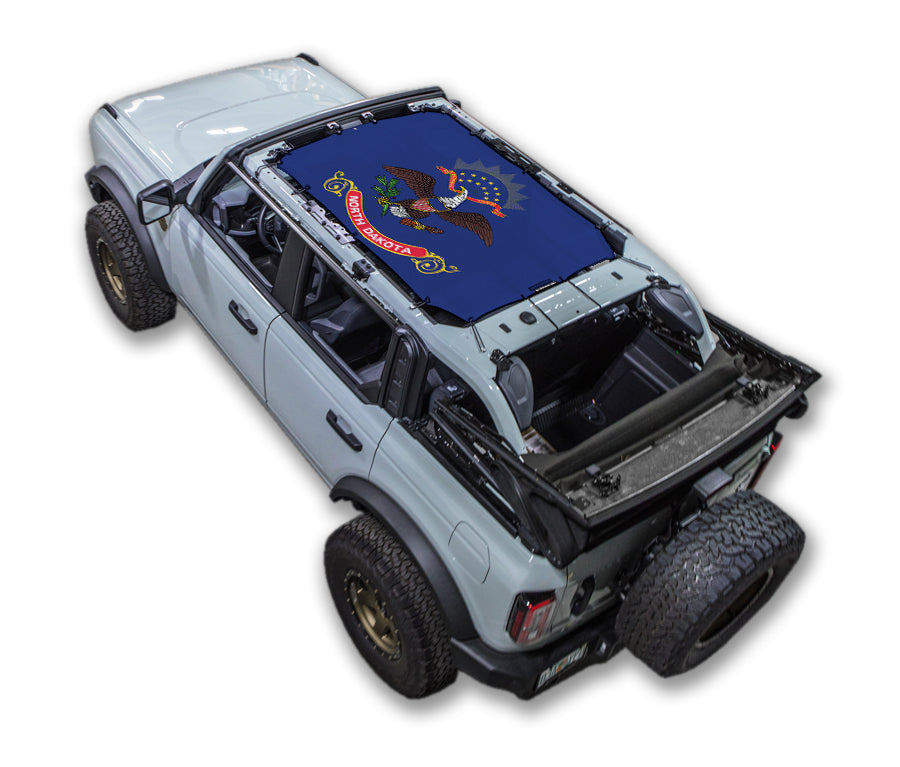 SPIDERWEBSHADE Ford Bronco North Dakota State Flag mesh sun shade – 4-Door