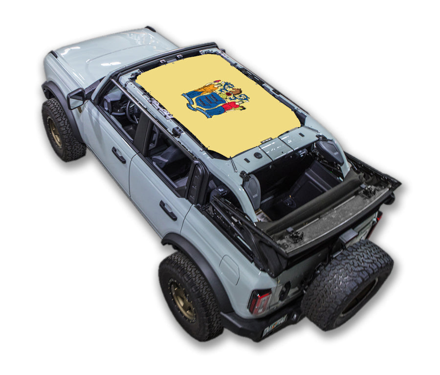 SPIDERWEBSHADE Ford Bronco New Jersey State Flag mesh sun shade – 4-Door