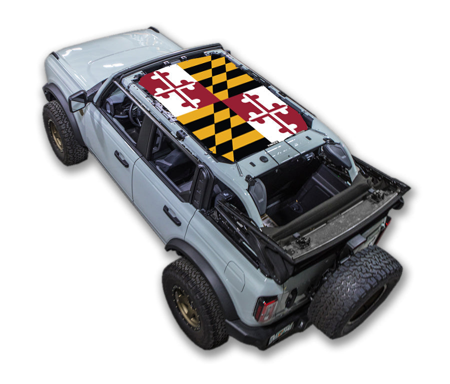 SPIDERWEBSHADE Ford Bronco Maryland State Flag mesh sun shade – 4-Door