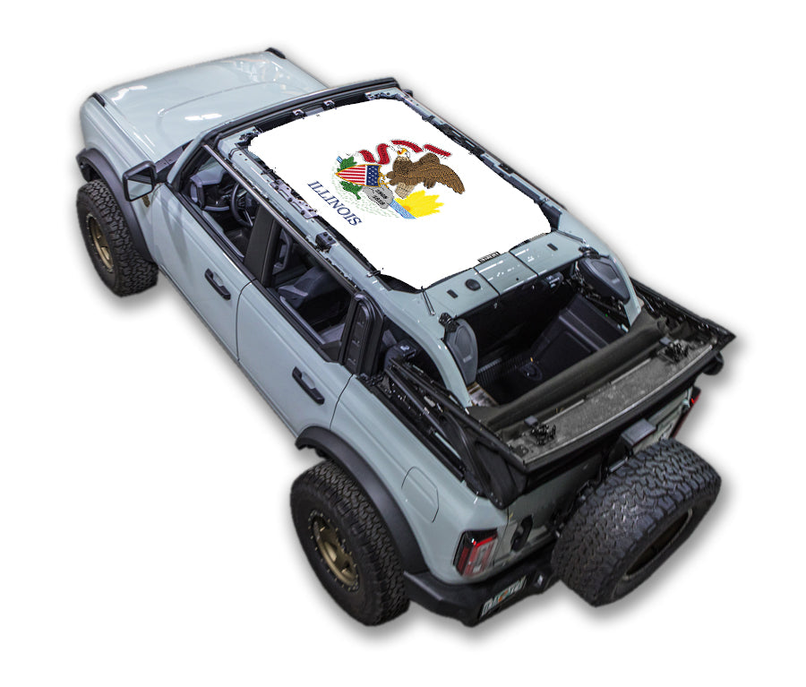 SPIDERWEBSHADE Ford Bronco Illinois State Flag mesh sun shade – 4-Door