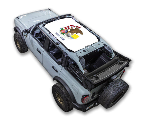 SPIDERWEBSHADE Ford Bronco Illinois State Flag mesh sun shade – 4-Door