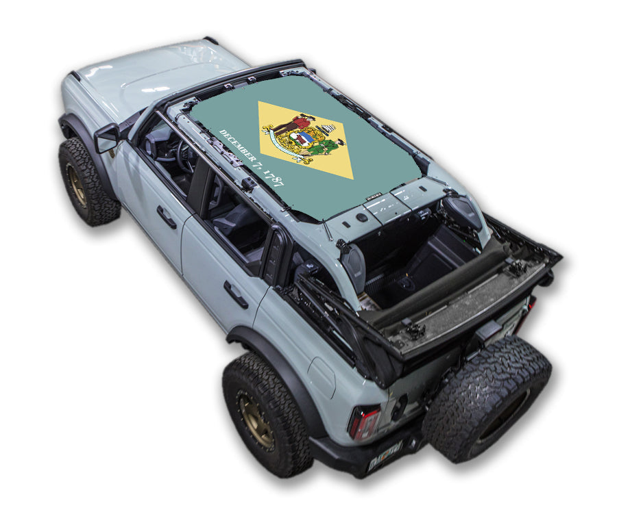 SPIDERWEBSHADE Ford Bronco Delaware State Flag mesh sun shade – 4-Door