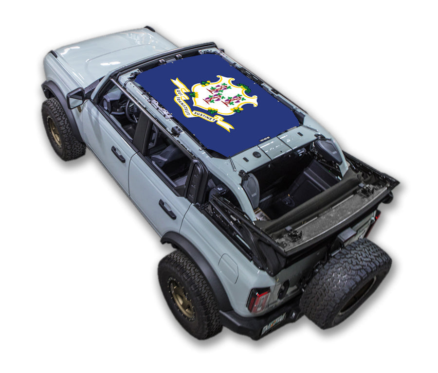 SPIDERWEBSHADE Ford Bronco Connecticut State Flag mesh sun shade – 4-Door