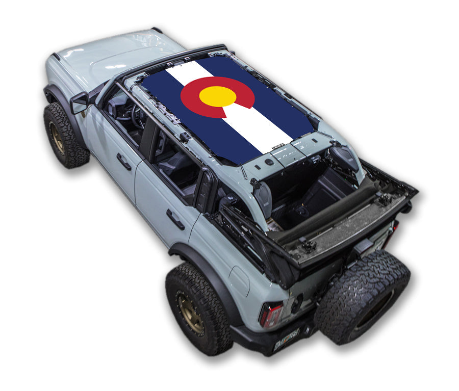 SPIDERWEBSHADE Ford Bronco Colorado State Flag mesh sun shade – 4-Door