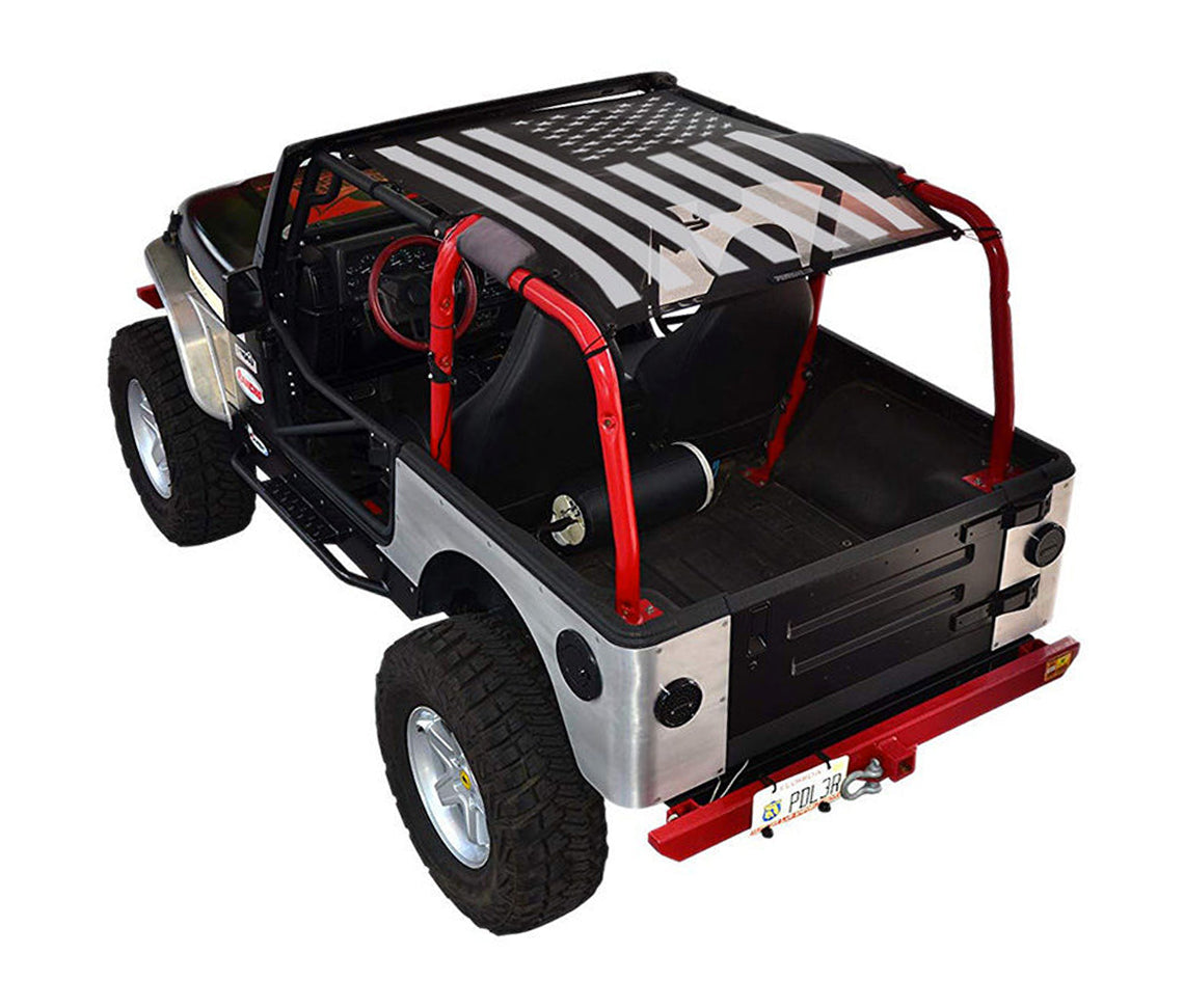 SPIDERWEBSHADE Jeep Wrangler TJ Tactical Flag Solid Black 1997–2006