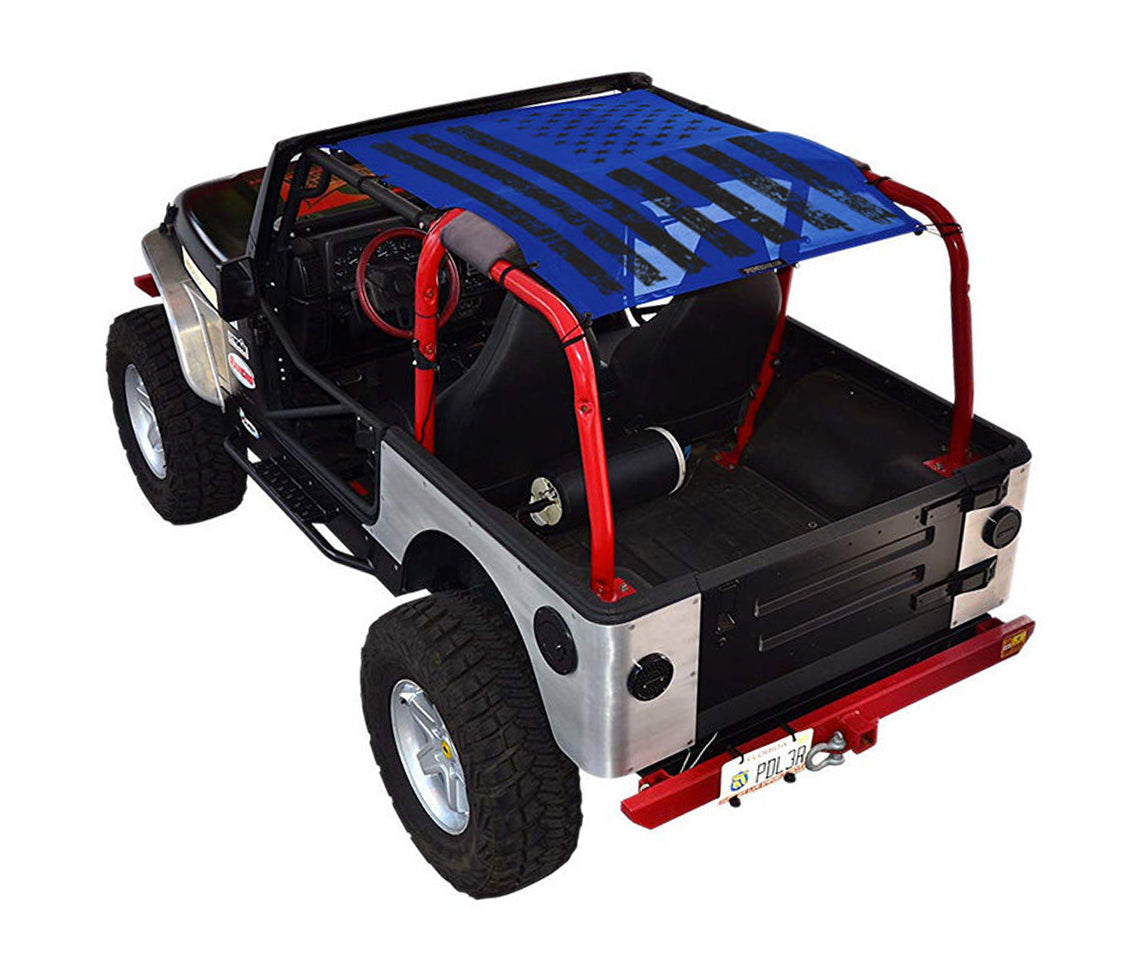SPIDERWEBSHADE Jeep Wrangler TJ Tactical Flag Distressed Blue 1997–2006
