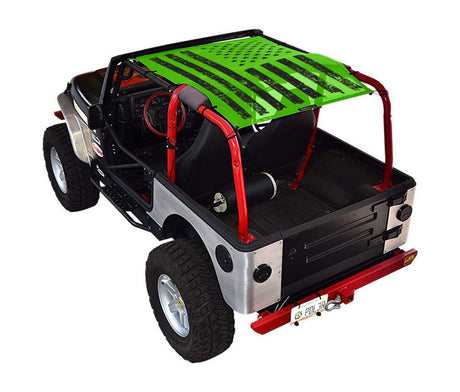 SPIDERWEBSHADE Jeep Wrangler TJ Tactical Flag Distressed Green 1997–2006