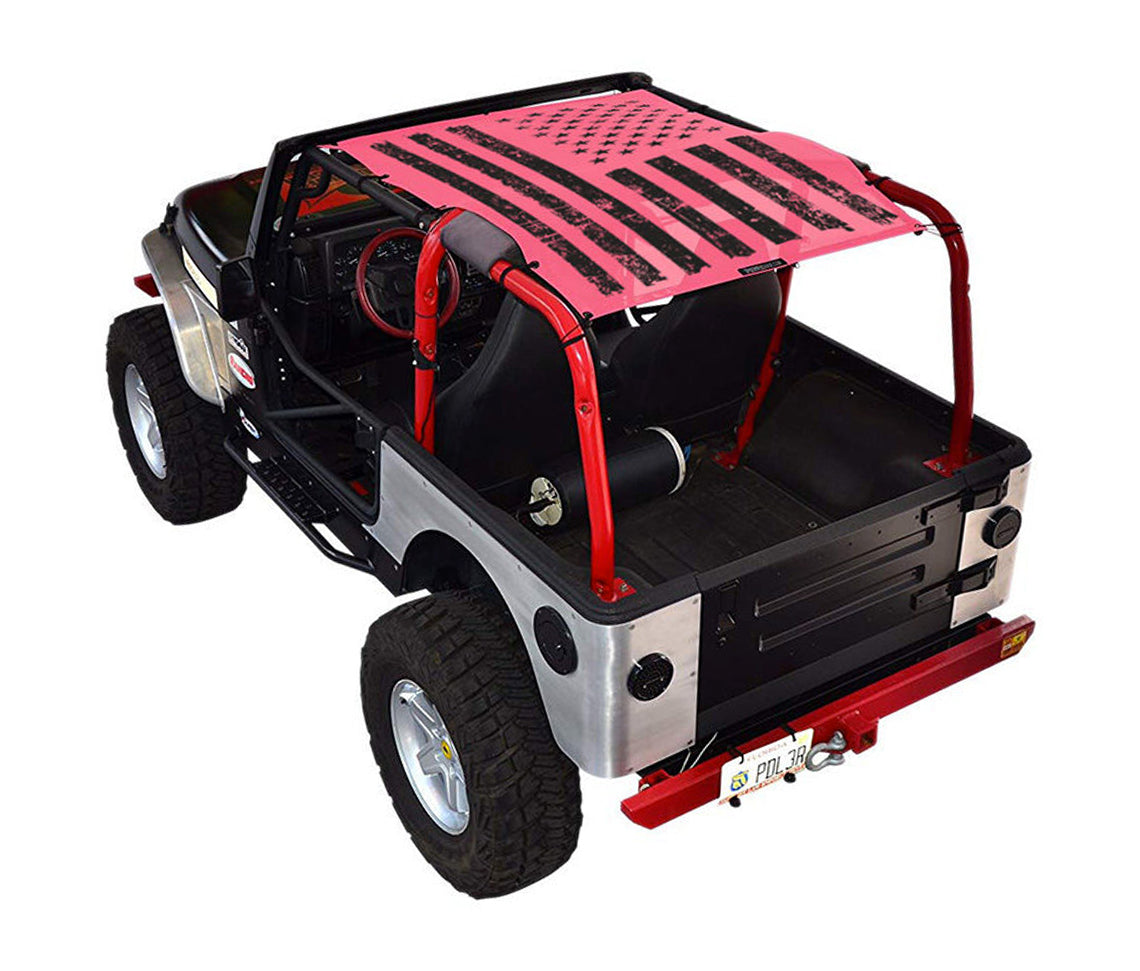 SPIDERWEBSHADE Jeep Wrangler TJ Tactical Flag Distressed Pink 1997–2006