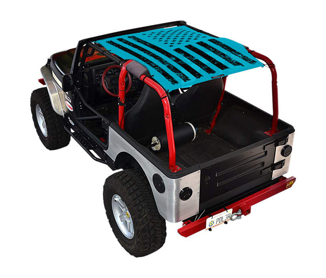 SPIDERWEBSHADE Jeep Wrangler TJ Tactical Flag Distressed Teal 1997–2006