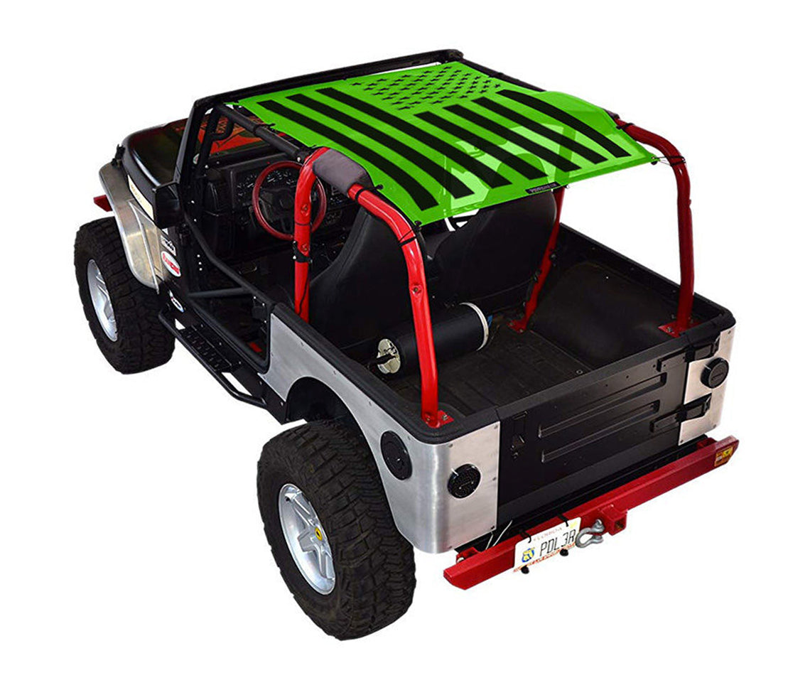 SPIDERWEBSHADE Jeep Wrangler TJ Tactical Flag Solid Green 1997–2006