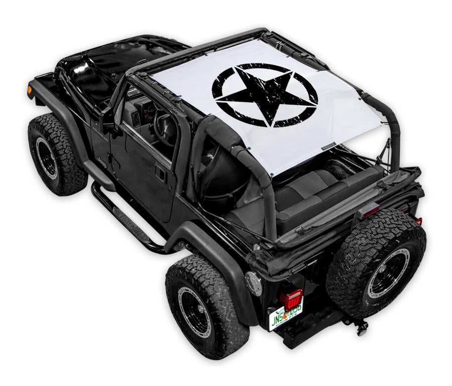 SPIDERWEBSHADE Jeep Wrangler TJ Oscar Mike Distressed White 1997–2006
