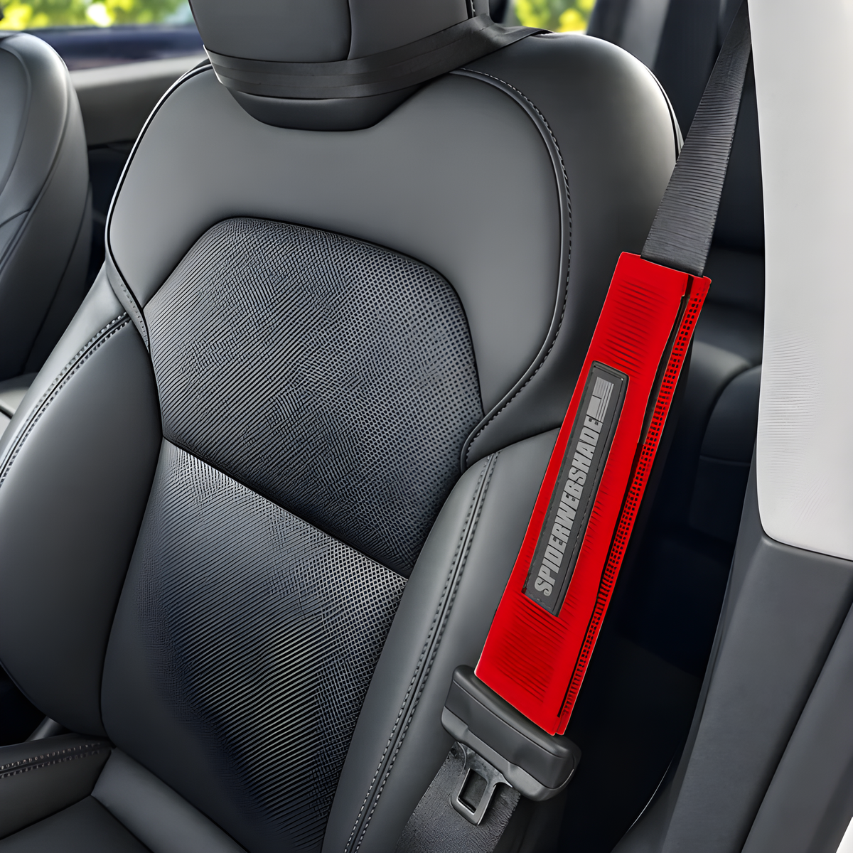 Tesla seatbelt silencer in Red